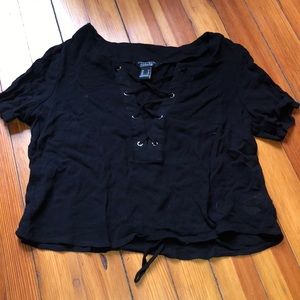 Great condition black lace up crop top